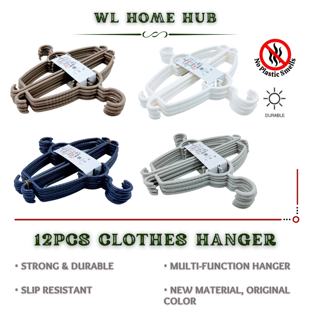 12PCS Clothes Hanger Baju Laundry Hanger Dobi [Ready Stock] High