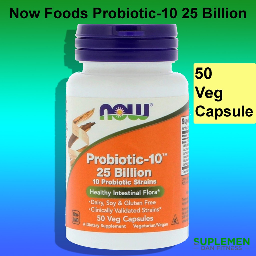 Now Foods Probiotic-10 25 Billion 50 Veg Capsules 10 Probiotic Strains ...