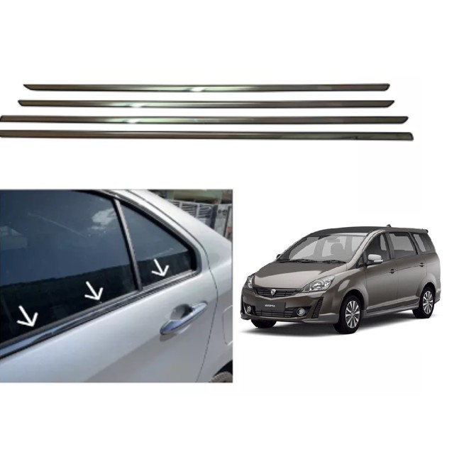 Proton Exora Door Window Trim Panel Door Moulding Chrome Cover Frame