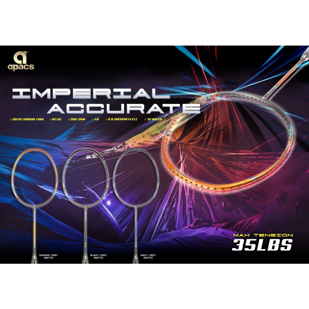(No String) ORIGINAL Apacs Imperial Accurate Series Badminton Racket (1 ...