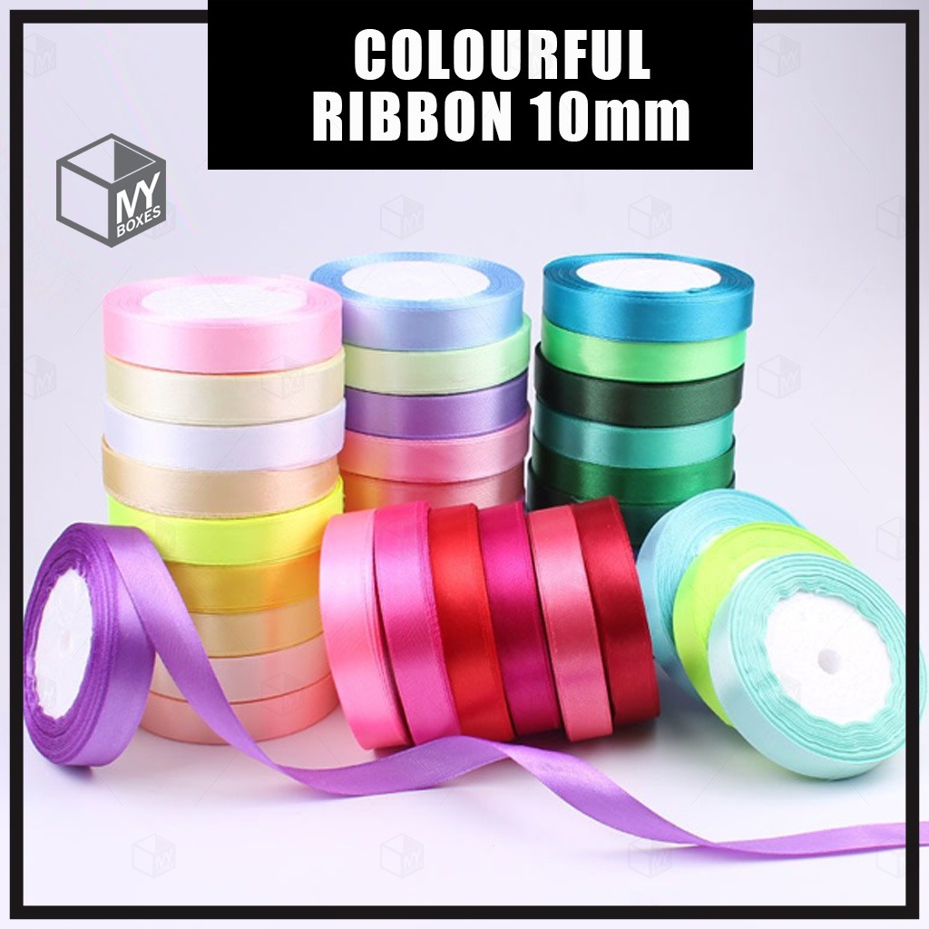 22m Satin Ribbon 10mm Flower Ribbon Decoration DIY Wrapping Ribbon ...