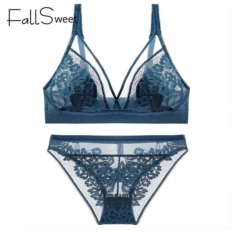 FallSweet Ultra Thin Transparent Bra Set Woman Bras And Panties
