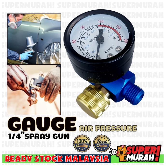 Spray Gun Air Pressure Regulator Gauge 1/4" & Diaphragm Control