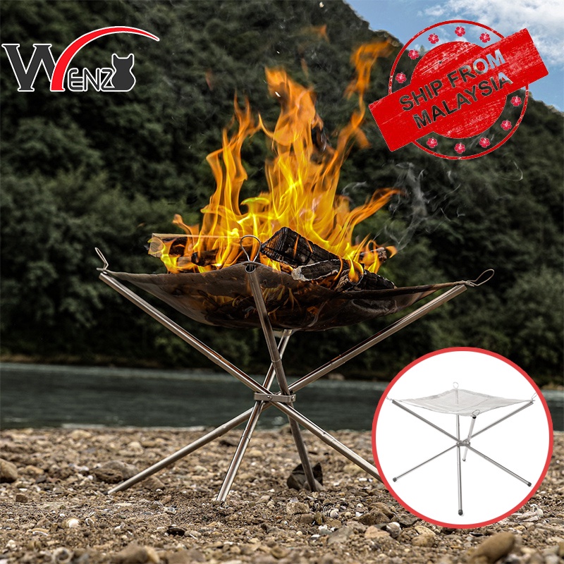 Portable Fire Pit Outdoor Campfire Folding Firewood Stand Camping ...