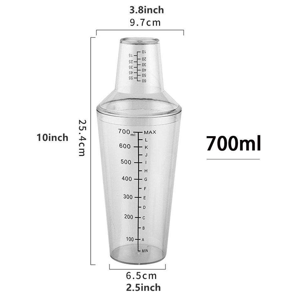 Cocktail Shaker with Recipe Plastic Food Grade Boston Cocktail Shakers
