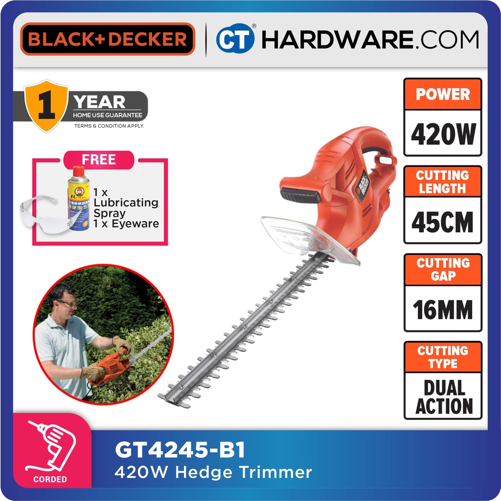 Black & Decker 45cm Hedge Trimmer - 420W