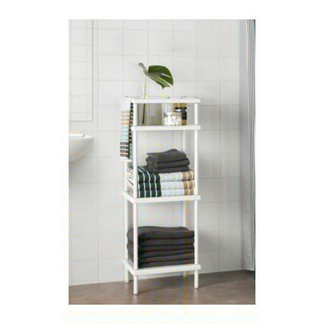 🔥READY STOCK🔥 1KEA DYNAN Shelf Unit With Towel Rail, White,40x27x108 Cm ...