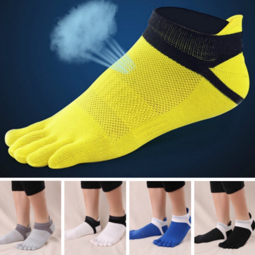 Men's Cotton Sports Five Finger Socks Casual Breathable Absorb Weat Toe ...