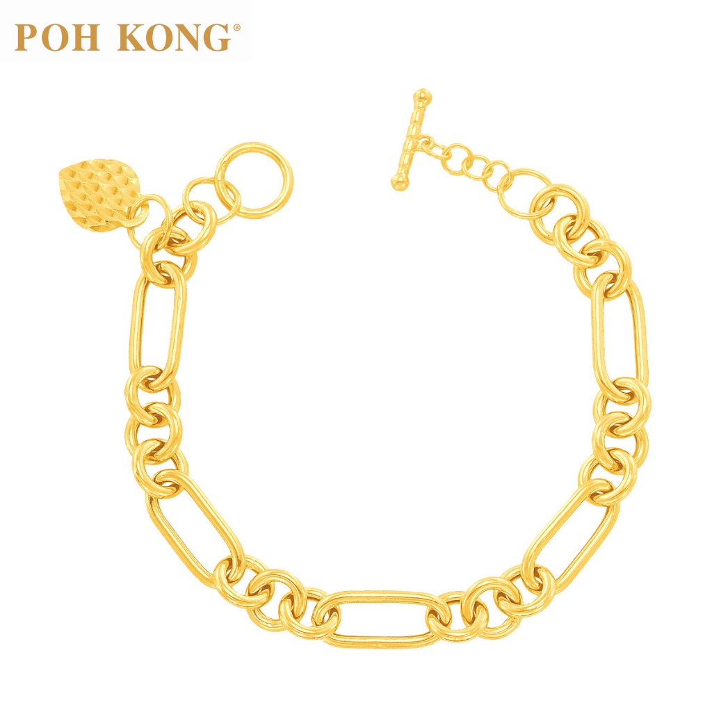 POH KONG 916/22K Gold Bulky Figaro Chain Bracelet Shopee Malaysia