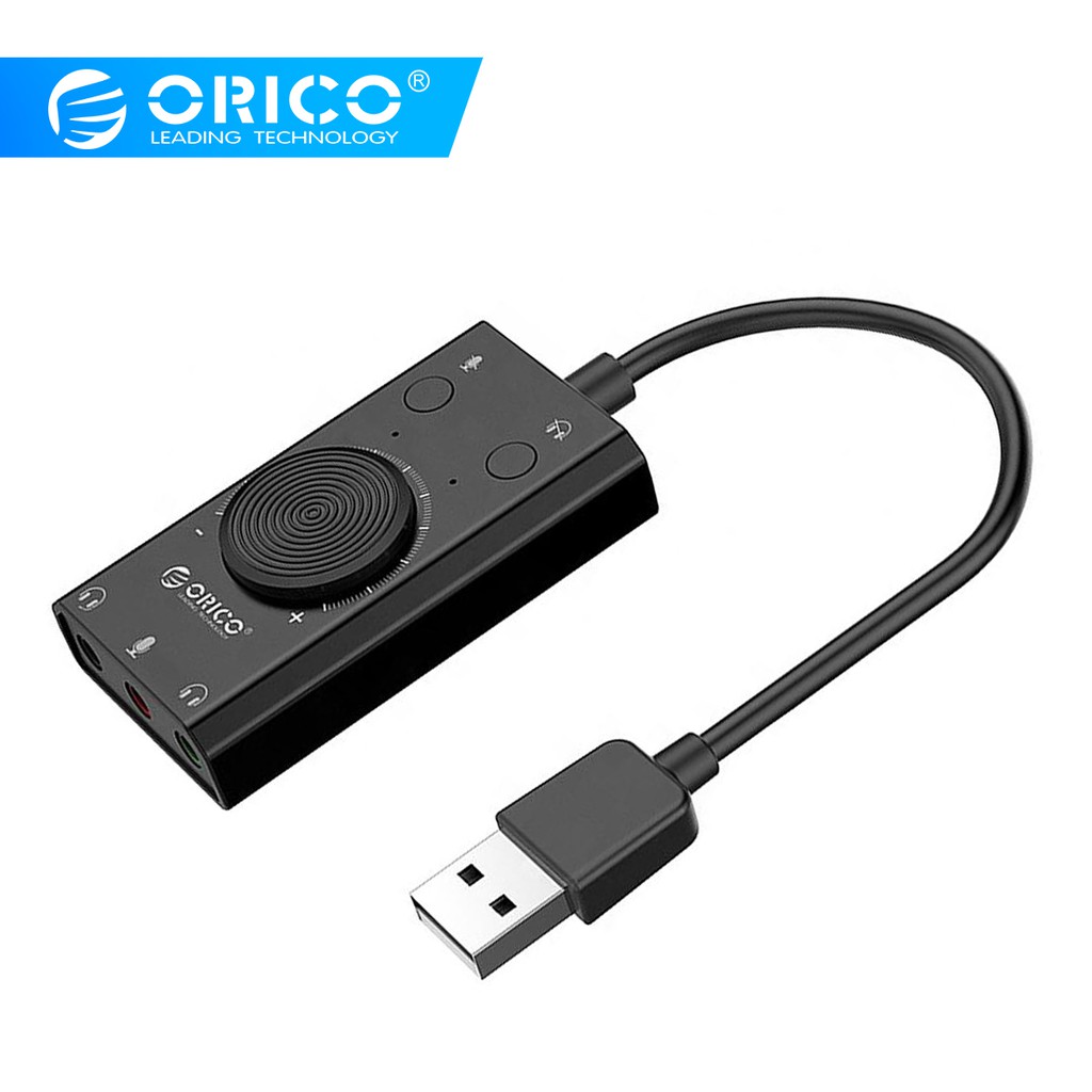 ORICO SC2 External USB Sound Card Volume Adjustable 3Port Mic