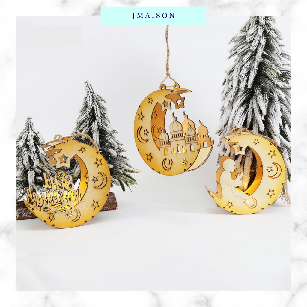 JMAISON Hari Raya Decoration Muslim Wooden Moon Craft Lighting Lampu ...