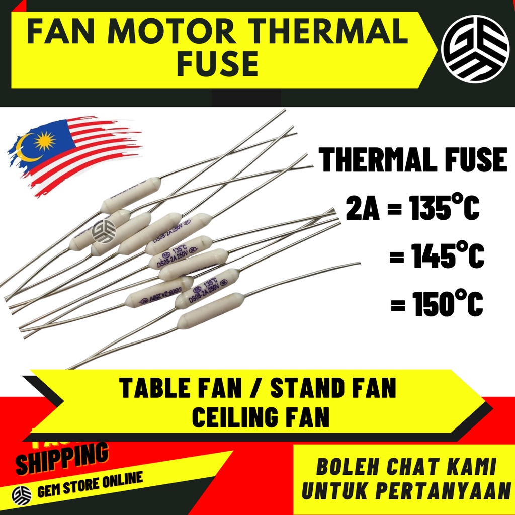 Fan Motor Thermal Fuse / Termal Fius Motor Kipas / Kipas Siling / Kipas