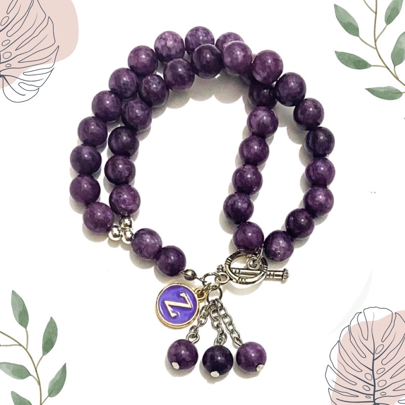 UNGU 333-point Natural Stone Purple AMETHYST Stone Bracelet | Free BOX ...