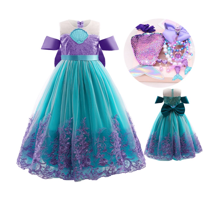 Mermaid Dress for Kids Girls Embroider Multilayer Ball Gown Princess ...