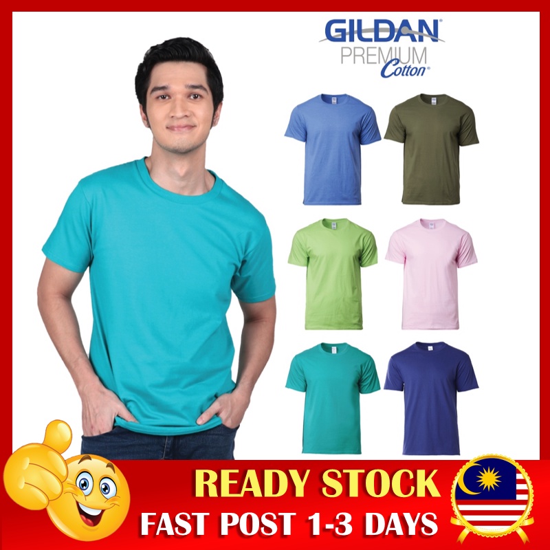 Gildan 76000 Premium Cotton Plain T-Shirt Round Neck T Shirt Cotton ...