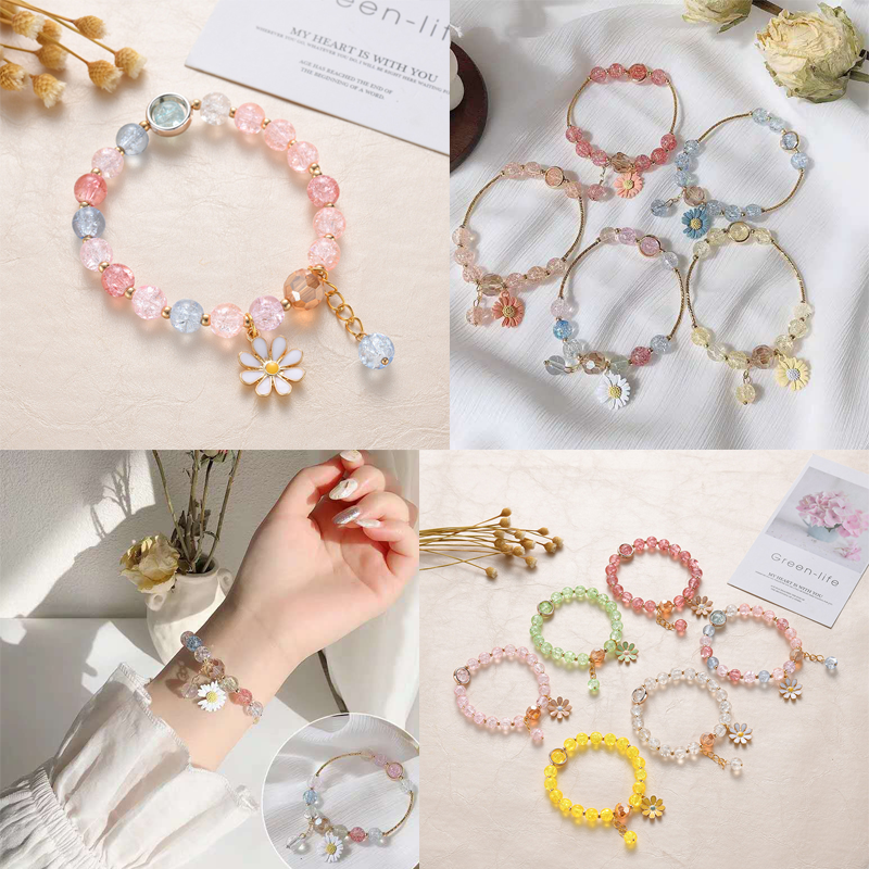 Fashion Crystal Daisy Flower Bracelet Women Girl Bangle Jewelry Birthday  Gift