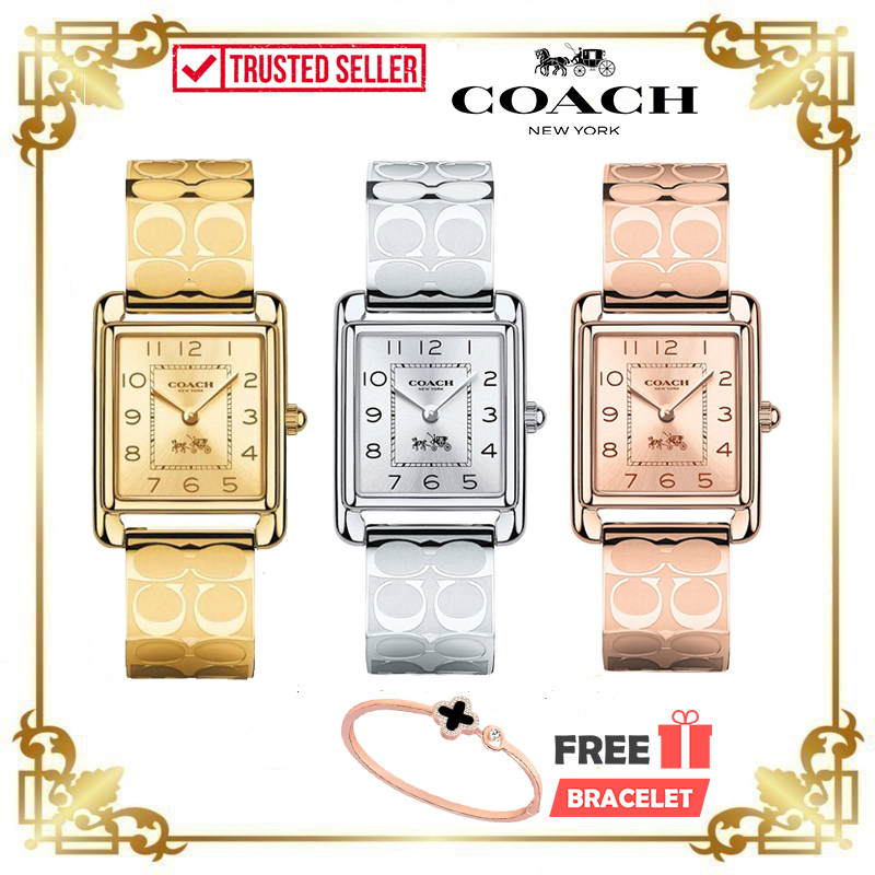 100 Original Free Bracelet COACH Women Bangle Watch Rosegold