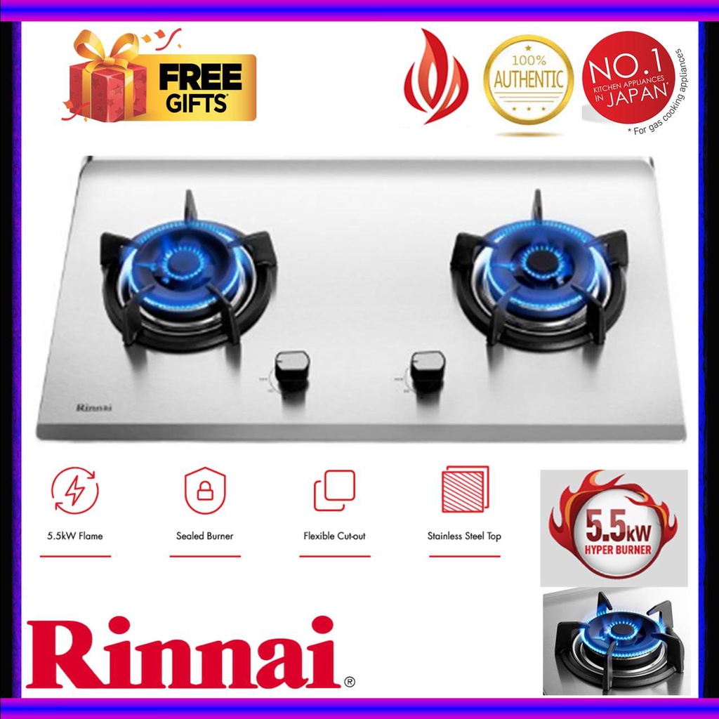 READY STOCK) Rinnai RB-72S 2 Burner Gas Hob (Stainless Steel) Built-in Gas  Stove RB72S | Shopee Malaysia