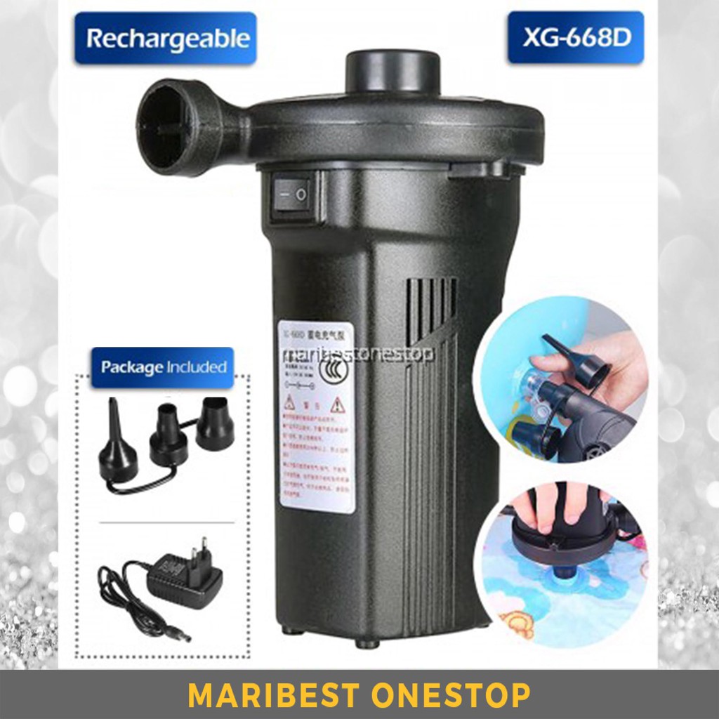 XG-668D PORTABLE RECHARGEABLE ELECTRIC AIR INFLATION PUMP INFLATE ...