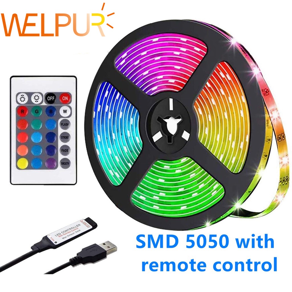 LED strip RGB with 24-key remote control SMD 5050 color variable TV ...