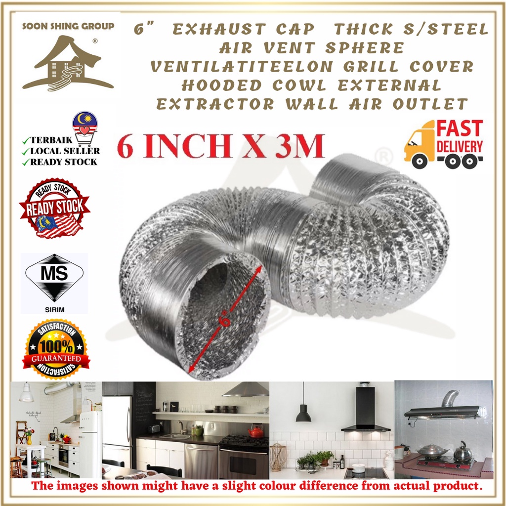 3Meter 6" Aluminium Flexible Hose COOKER HOOD EXHAUST HOSE Ducting Hose