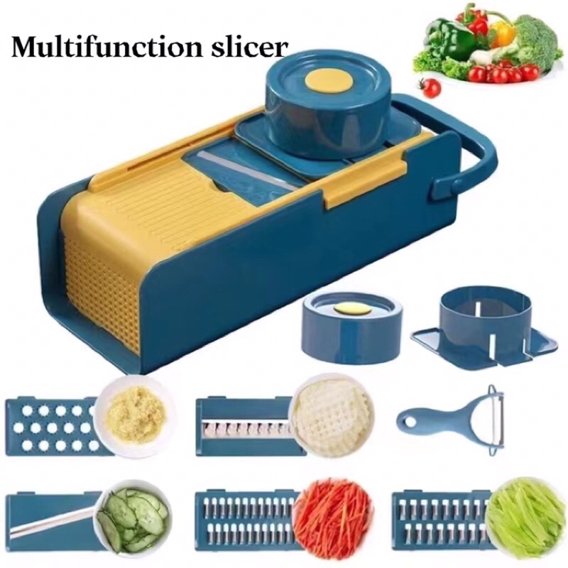 1pc Vegetable Chopper, 16-in-1 Vegetable Cutter Food Chopper with Container  Kitchen Vegetable Slicer/Dicer Cutter Onion Chopper With 8 Blades  One-Button Press to Clean Food Residue