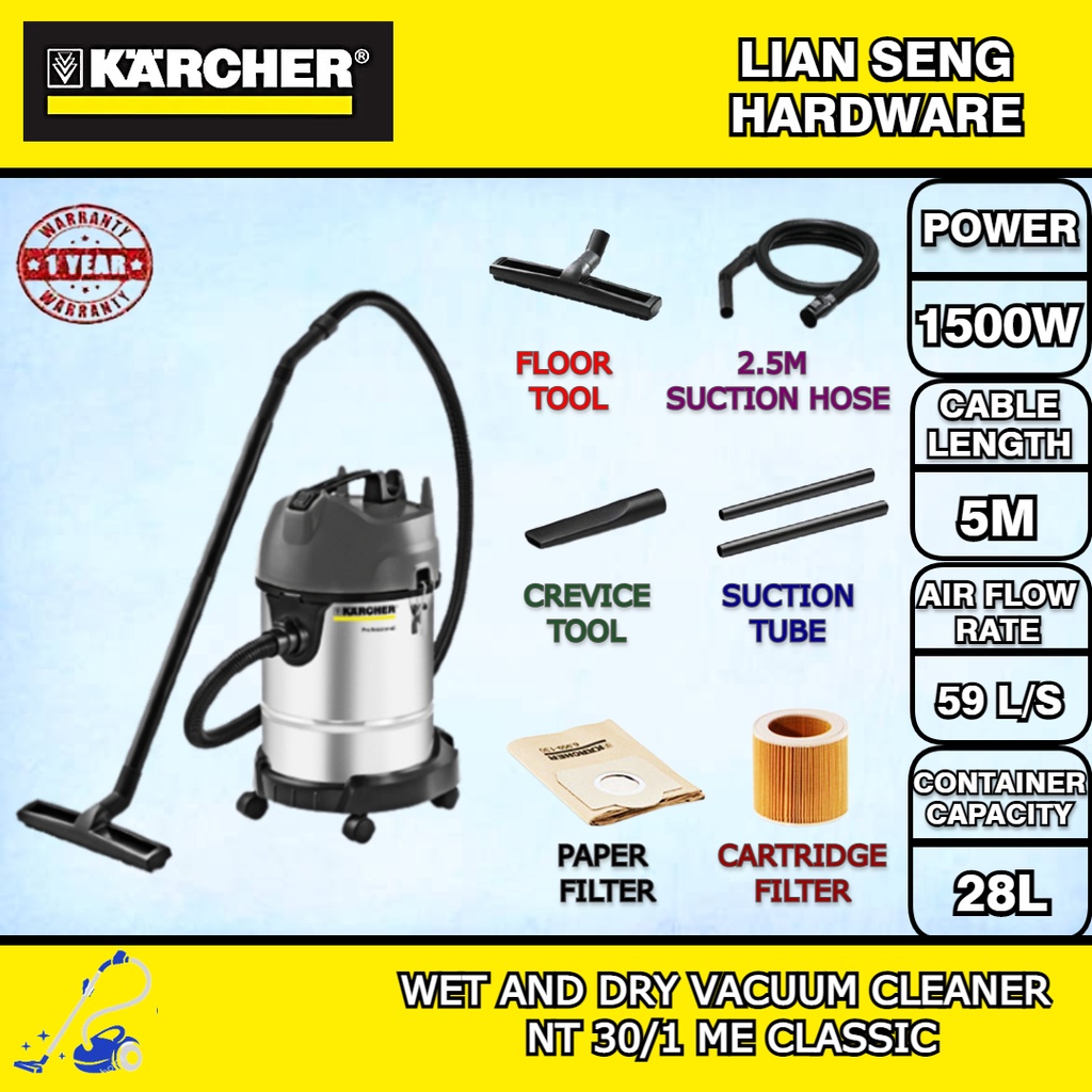 Karcher Wet And Dry Vaccum Cleaner Nt30 1 Me Classic Shopee Malaysia