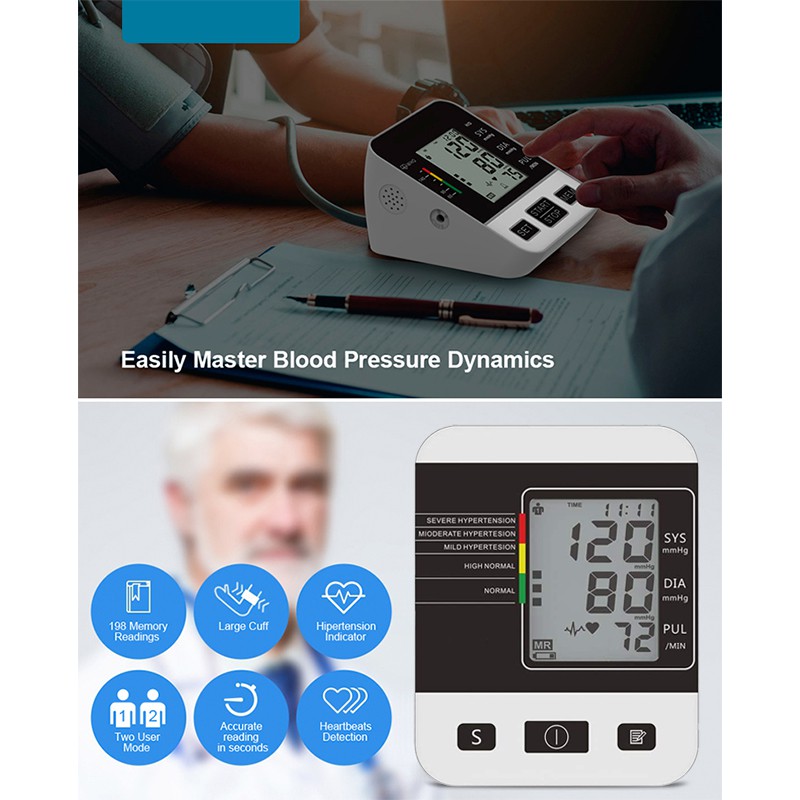 Digital Arm Blood Pressure Monitor LCD Digital Heart Beat BP Gauge