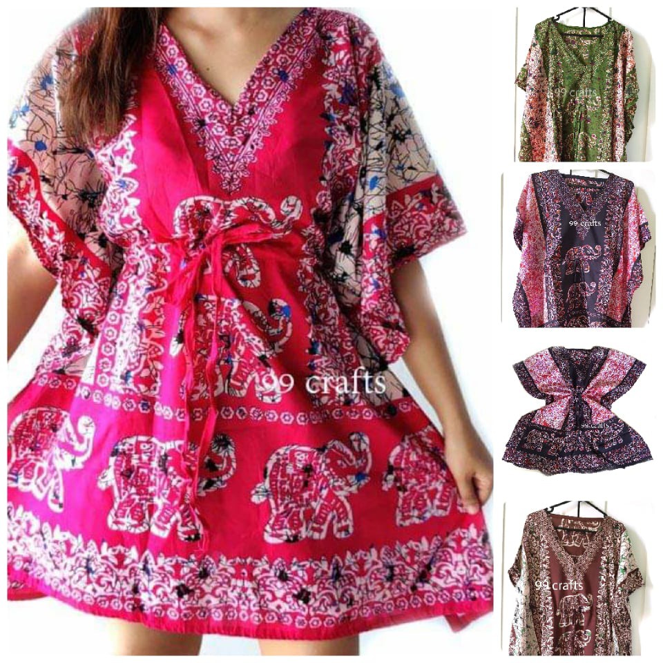 Pink Batik Short Sleeve Kaftan