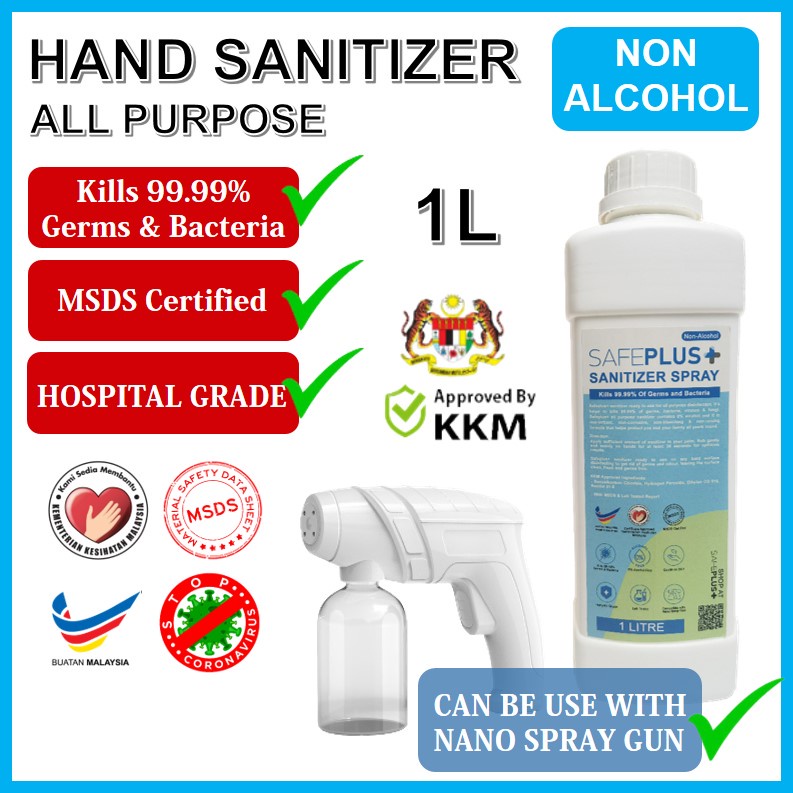 🔥READY STOCK🔥 1L SAFE PLUS NON-ALCOHOL HAND AND SURFACE SANITIZER ...