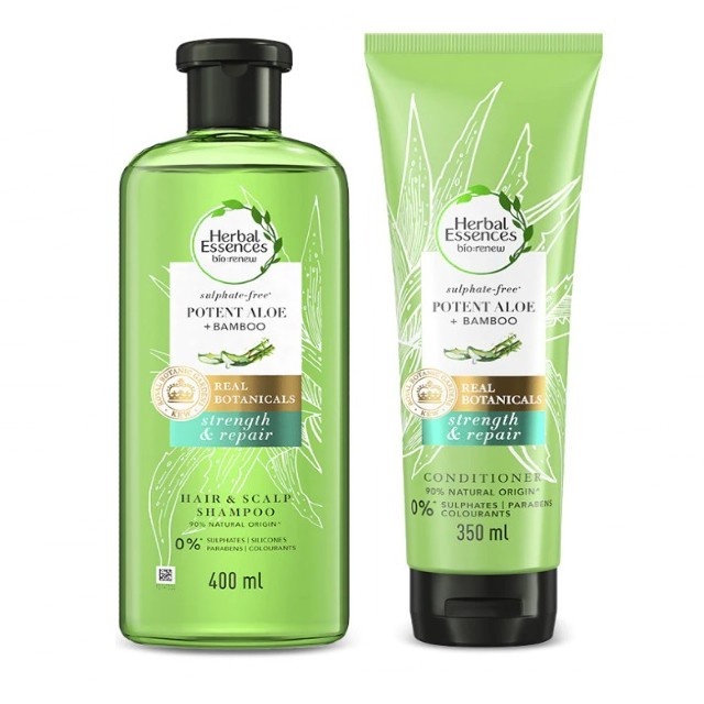 Herbal Essences Potent Aloe & Bamboo Shampoo 400ml & Conditioner 350ml