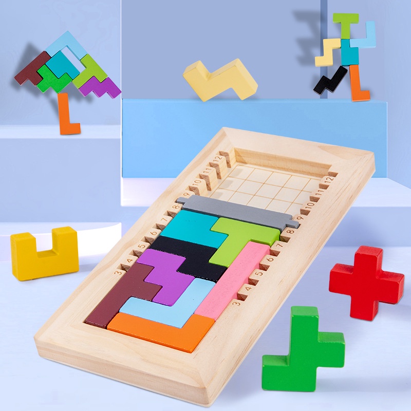 tangram puzzle puzzle blocks for kids tetris block tetris puzzle wooden ...