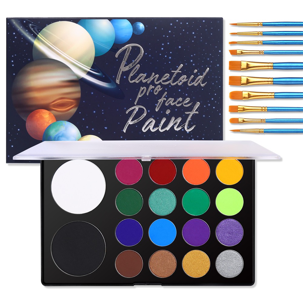  UCANBE Face Paint Kit + 10pcs Paint Brush Water