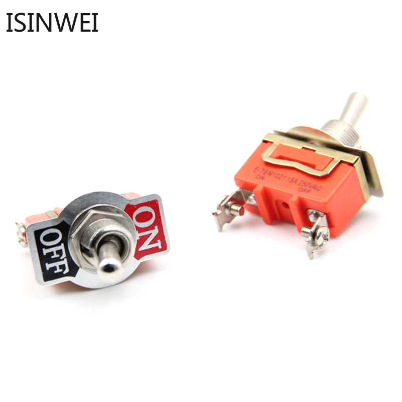10pcs E-TEN1021 2-Pin Toggle Flick Switch SPST ON-OFF Car Dash Light