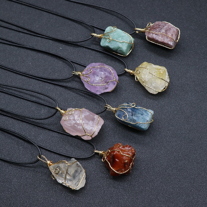 Wire wrapped deals raw crystal necklace