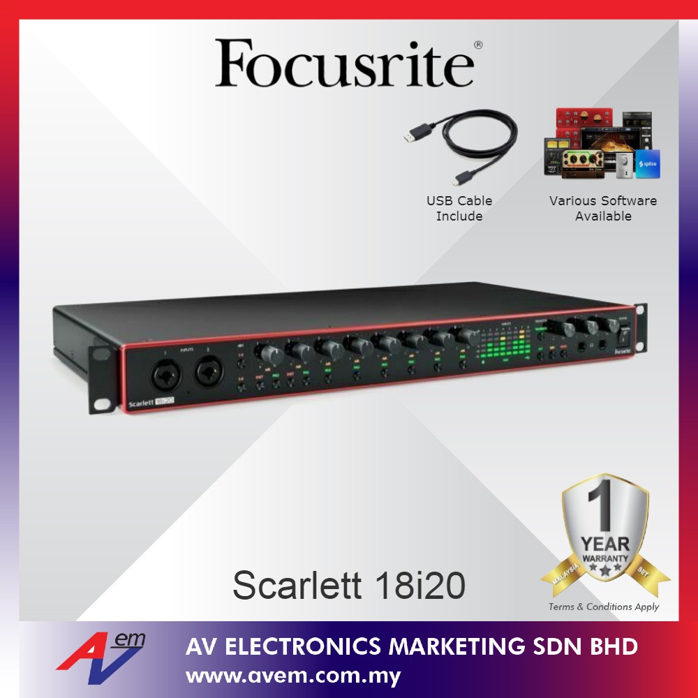 Focusrite Scarlett 18i20 Rackmount 18x20 USB Type-C Audio/MIDI ...