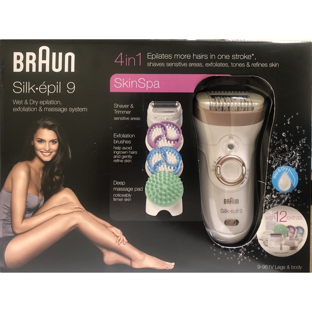 Braun Silk-Epil 9 SkinSpa 9-961v, 4-in-1 Wet and Dry Epilators for Women