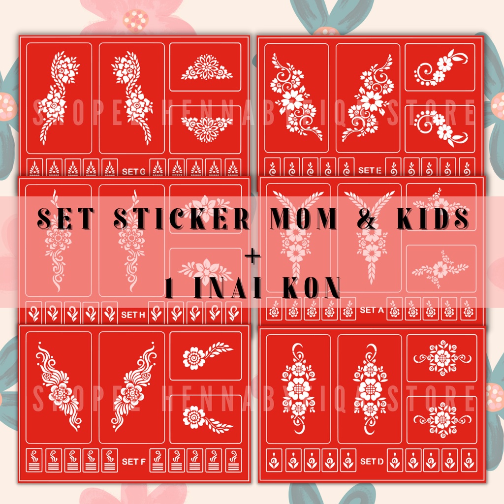 STICKER + INAI - 10 CORAK PILIHAN - READYSTOCK | Shopee Malaysia