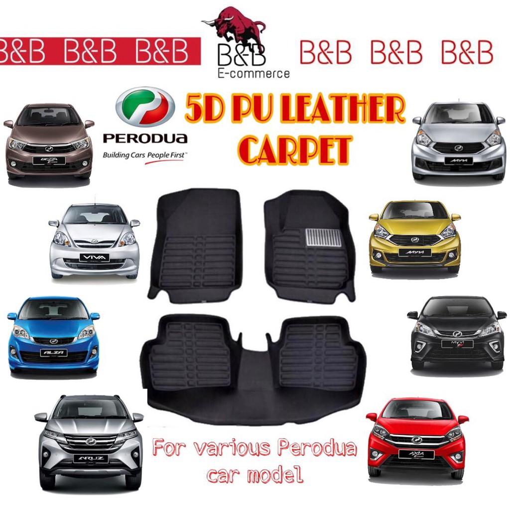 🔥2022 Latest🔥(2 colors) Perodua 5D Car Carpet Custom Made Non Slip ...