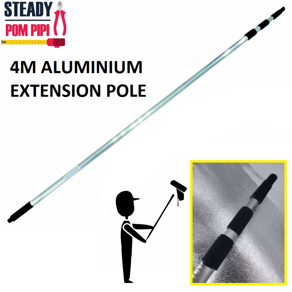 4M ADJUSTABLE TELESCOPIC ALUMINIUM EXTENSION POLE / 4M PAINT BRUSH