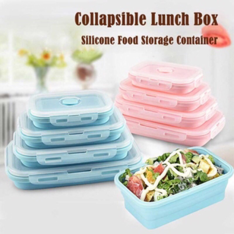 Silicone Collapsible Foldable Tupperware Container Food Grade Storage ...