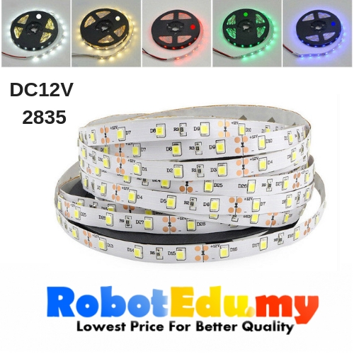 [READY STOCK] DC 12V 2835 SMD IP20 Flexible Sticky Tape LED Strip Light DIY Lighting (1M/5M) - Warm W / White /R/G/B/Y