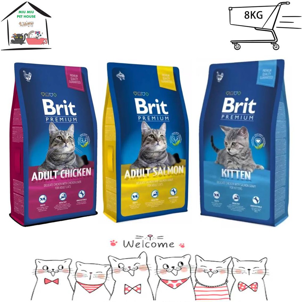 Brit Premium Cat Dry Food 8kg (Brit Premium Salmon, Brit Sensitive