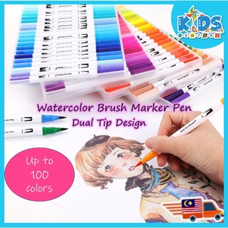 100 Colors Dual Tip Brush Marker Pens