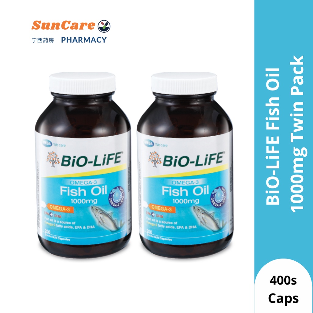 SunCare Pharmacy BiOLiFE Omega3 Fish Oil 1000mg PROMO Twin Pack 400's