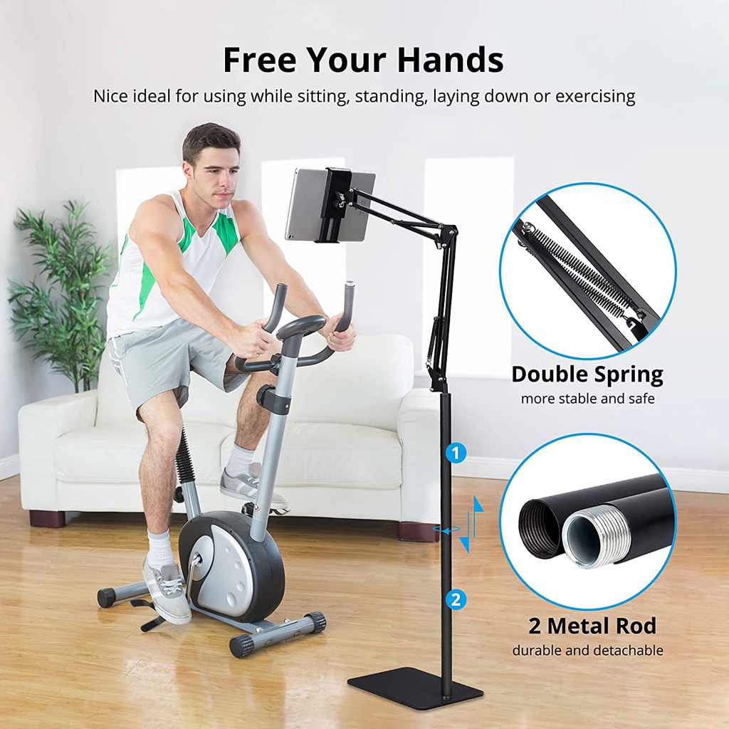 Lazy Floor Phone Tablet Stand 360° Rotating Live Streaming Bedside ...