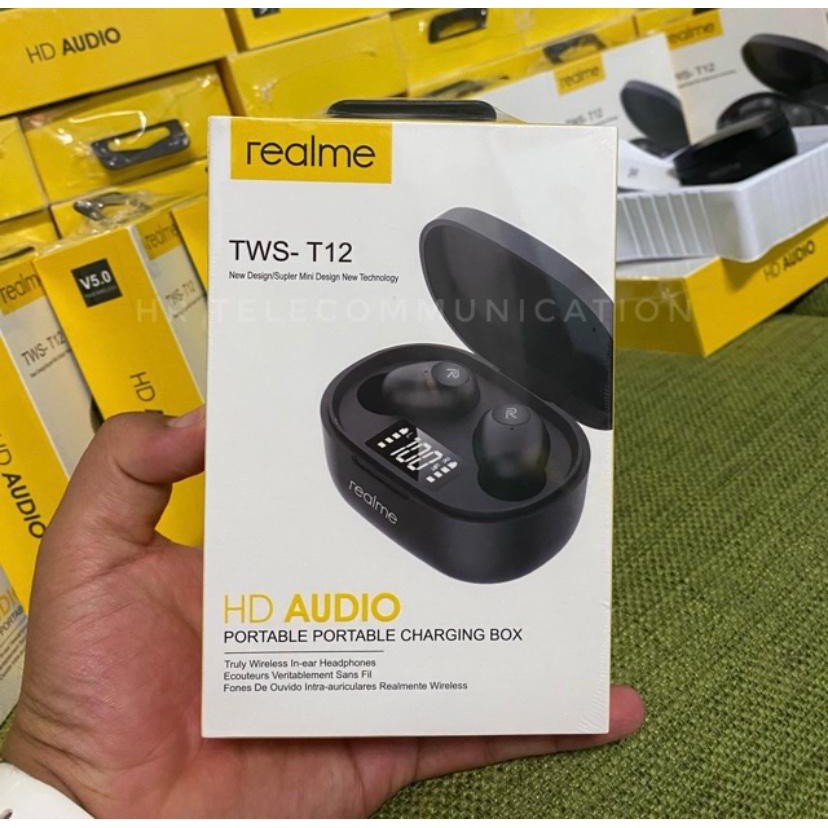 ORIGINAL REALME TWS T12 Bluetooth 5.0 Wireless Earphone Deep Bass Earbuds