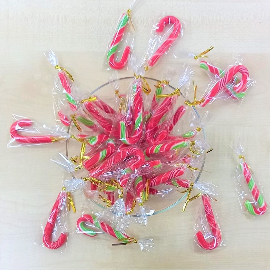 Christmas Mini Candy Canes Individual Wrap with Gold String Candy Cane