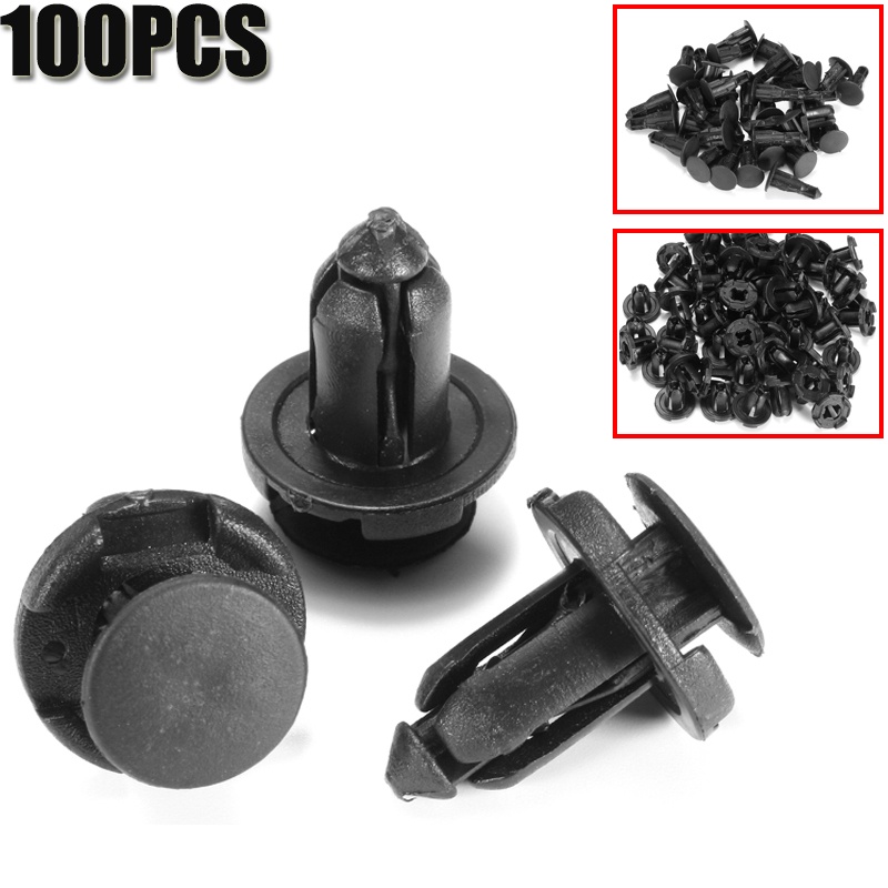 100Pcs/Set 9mm Auto Bumper Fender Mudflap Splash Guard Rivet Push