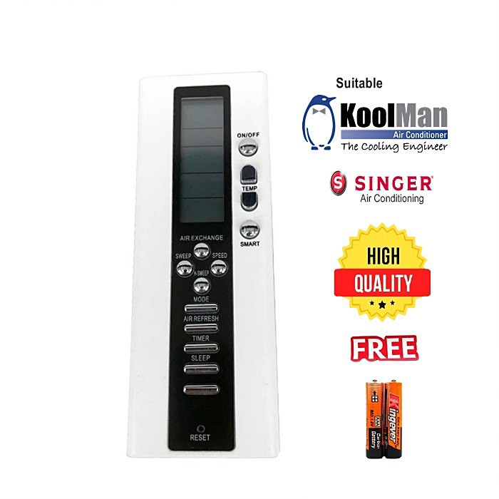 Koolman / SINGER AC6206K Air Conditioner Remote Control Replacement KK ...